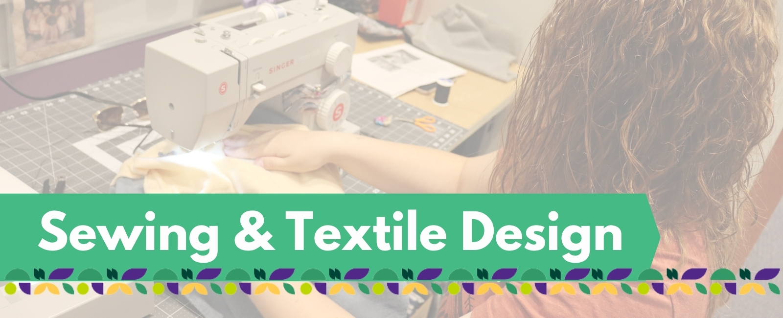 sewing and textile design project banner with text